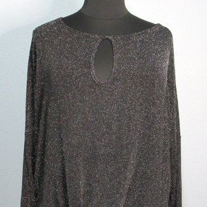 Sparkly Blouse with Tie Front and Keyhole
